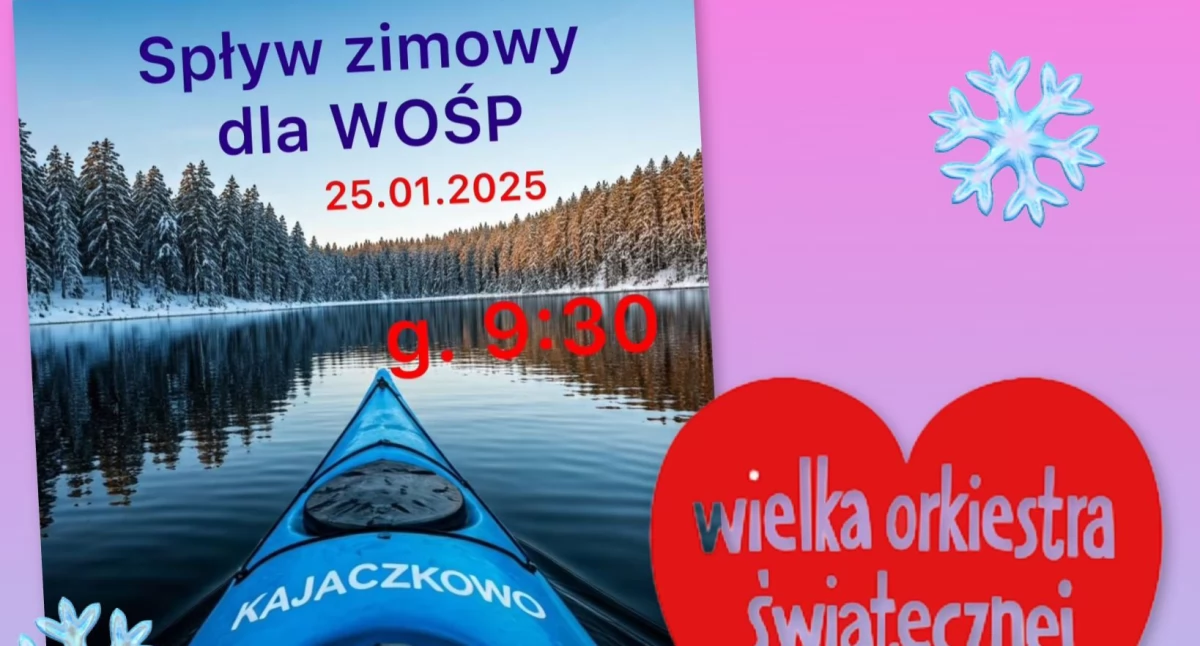 Akcje społeczne i charytatywne, Kajakiem zimową Radunią spraw sobie przygodę wspomóż WOŚP - zdjęcie, fotografia