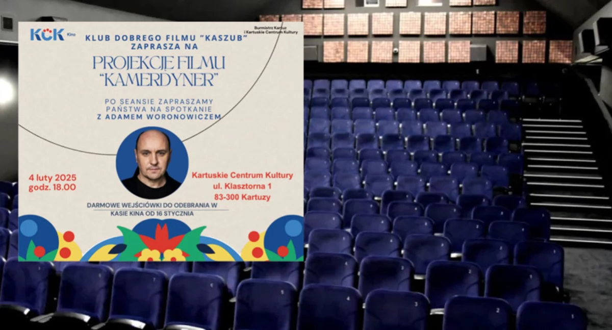 Zapowiedzi, Kartuzy Projekcja filmu Kamerdyner spotkanie Adamem Woronowiczem - zdjęcie, fotografia