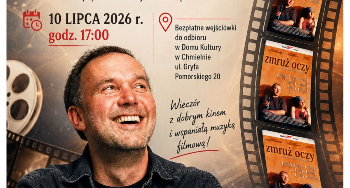 Zapowiedzi, „Zmruż oczy” dużym ekranie Chmielnie seansie spotkanie Tomaszem Gąssowskim - zdjęcie, fotografia