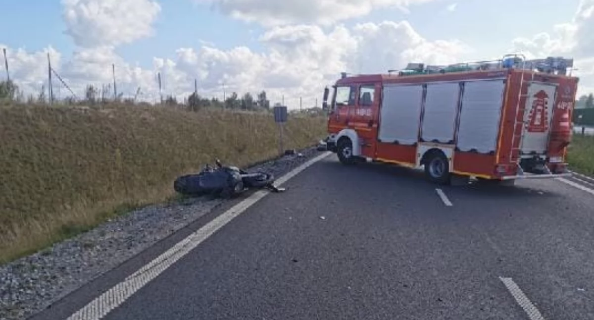Wypadki, Motocyklista ciężko ranny Wypadek Glinczu - zdjęcie, fotografia