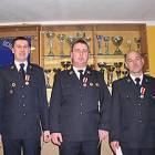 Odznaczeni druhowie - Jacek Kołodziński, Tomasz Szyrowski i Dawid Nowak /fot. Longina...
