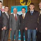 Od lewej: Błażej Plichta, Mateusz Pryczkowski, Jan Kozłowski - marszałek województwa...