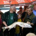 Kazimierz Kuręda i Ryszard Szutenberg z gwiazdą zawodów - 6.86 kg szczupakiem