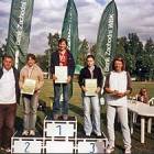 II miejsce Anna Skawińska bieg 600 m, III miejsce Natalia Jakubek bieg 600m obok podium...