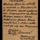 Na zdjęciach rysunek Matki Boskiej wraz z wpisem upamiętniającym wspomnianą mszę....