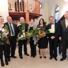 Artyści w towarzystwie Adama Okroja i właścicieli Galerii Sulmin /fot. Longina Templin