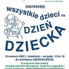 Plakat zachęcający do wzięcia udziału w obchodach Dnia Dziecka w Sierakowicach