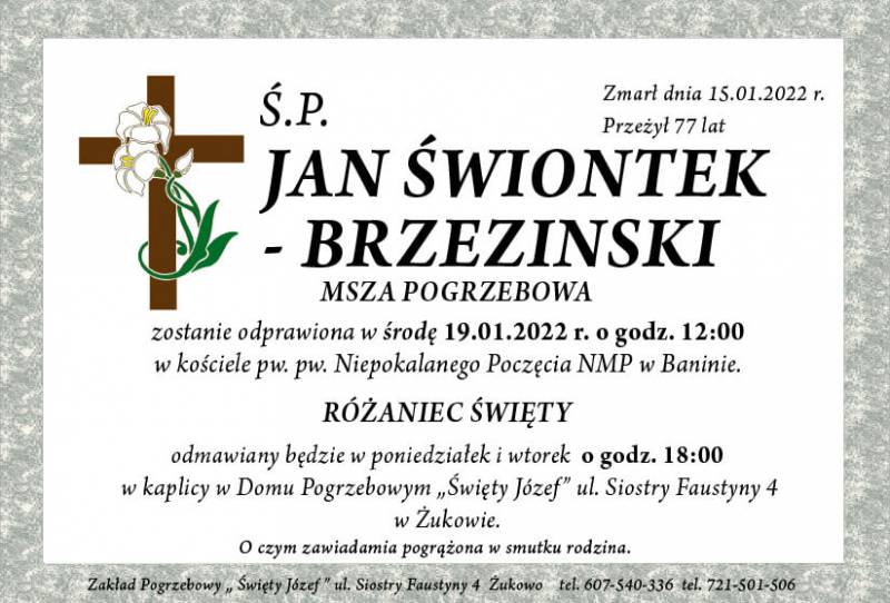 Jan Świontek - Brzezinski