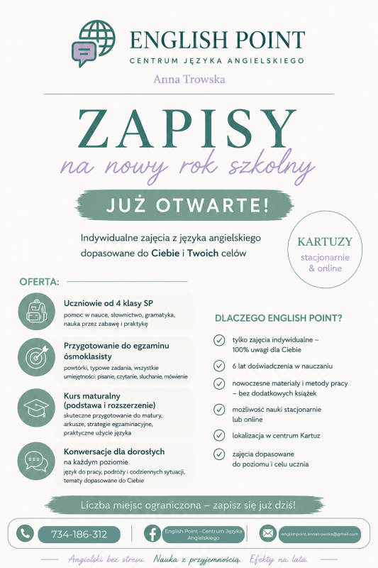 ENGLISH POINT - zapisy na nowy rok szkolny już...